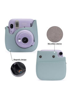 Arabest PU Leather Camera Case for Fujifilm Mini 11, with Adjustable Strap and Pocket (Cyan, Duck)  - Image 5