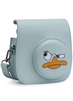 Arabest PU Leather Camera Case for Fujifilm Mini 11, with Adjustable Strap and Pocket (Cyan, Duck)  - Image 1