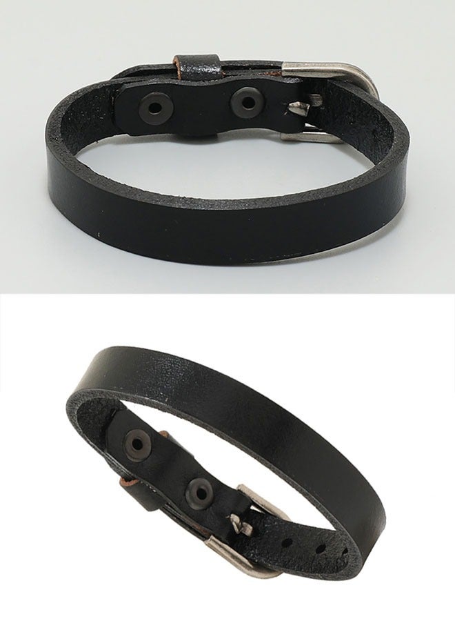 4 Pack Punk Leather Belt Buckle Bracelet Cuff Men Vintage Wristband Adjustable Belt Bracelet Bangle for Women Fashion Jewelry Gift - Image 4
