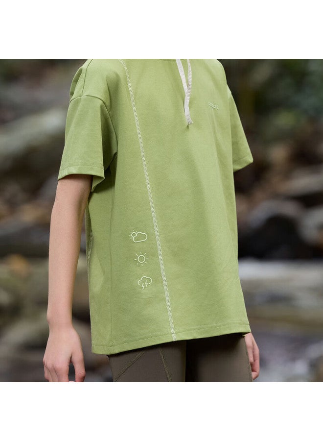 Ebaer Children's Short Sleeve T-shirt, Summer New Style, Boys' Cool-touch T-shirt, Girls' Printed Top, Spring Bud Green, Size 110 - Image 2