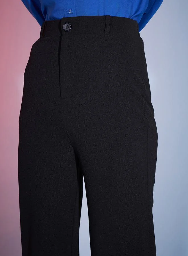 SASSAFRAS High Rise Pleat Detail Bell Bottom Pants by Styli
