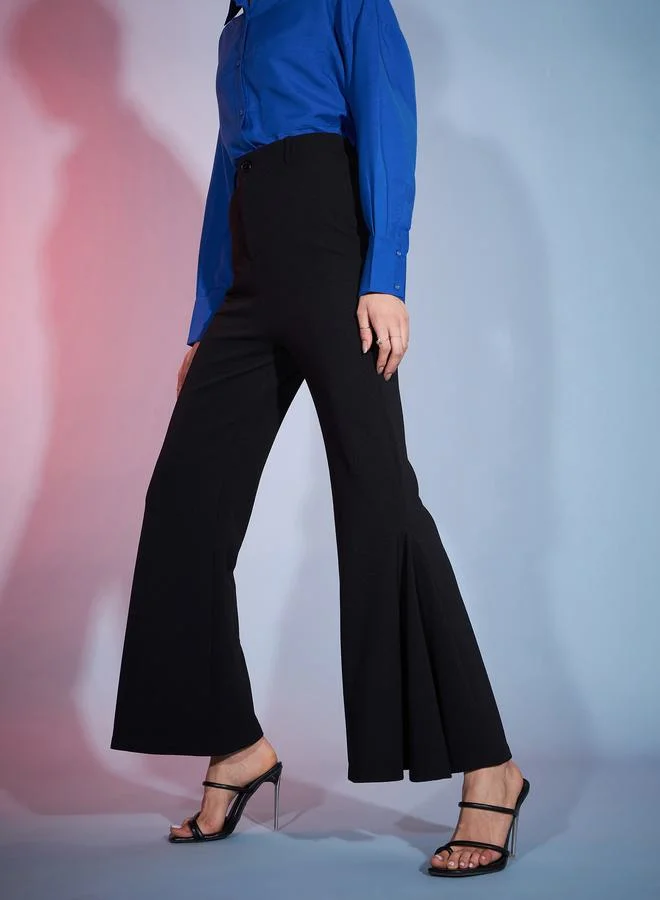 SASSAFRAS High Rise Pleat Detail Bell Bottom Pants by Styli