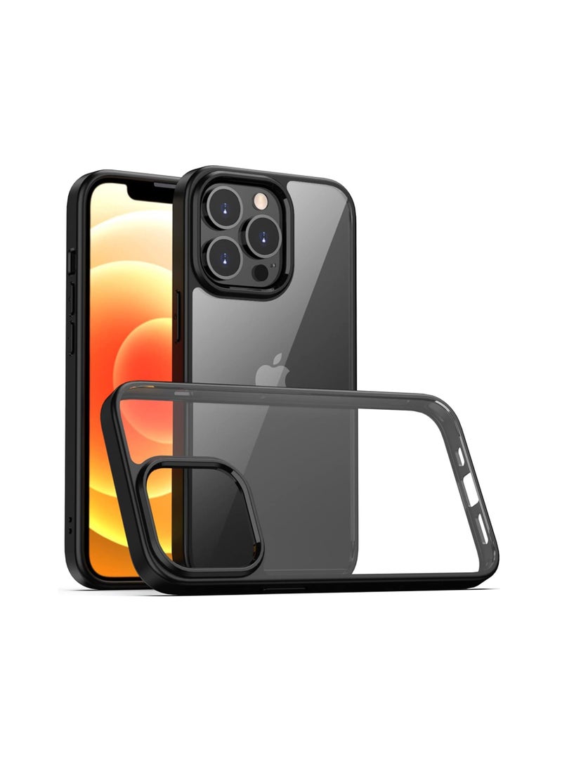 Case Compatible With iPhone 11 Pro Max (6.5 Inch), Clear Case Shockproof Hard PC +Soft Silicone [Not Yellowing] Transparent Protective Slim Case Phone (Black) - Image 1