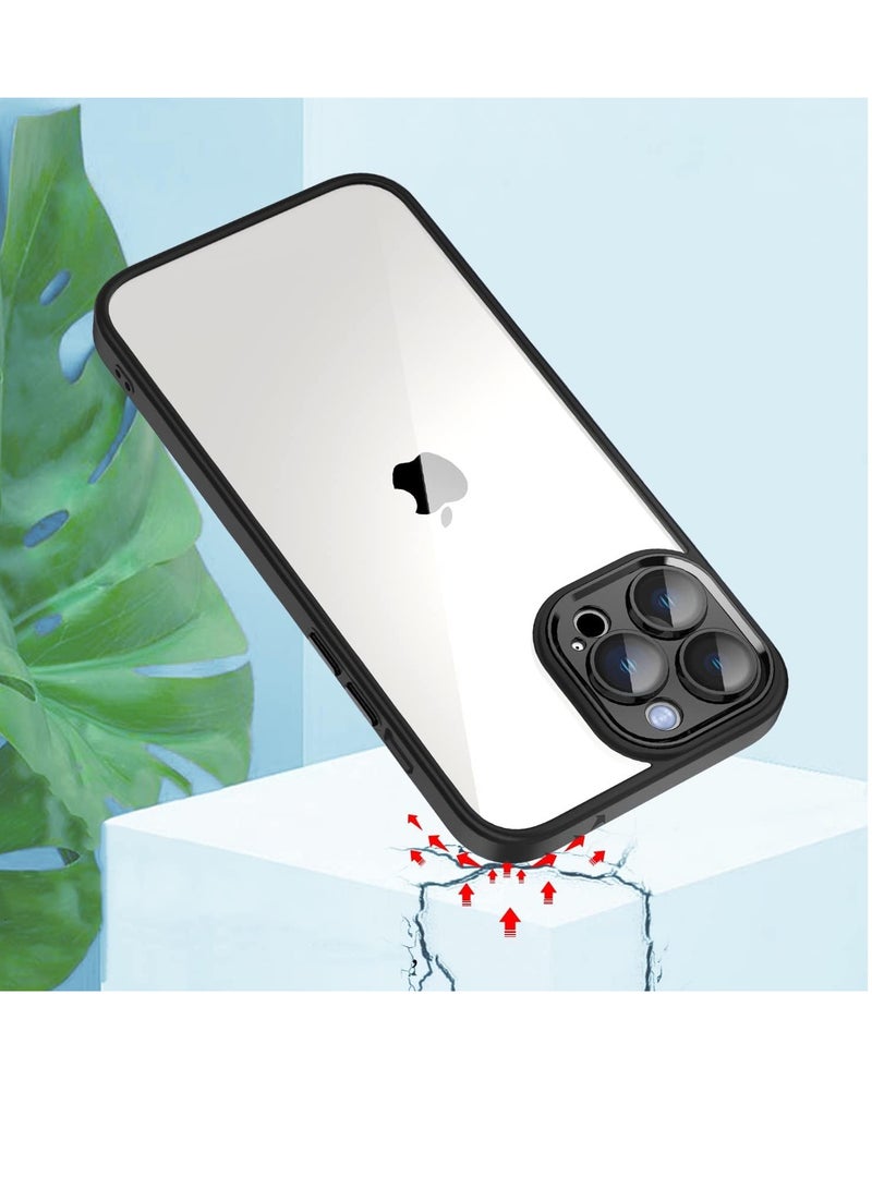 Case Compatible With iPhone 11 Pro Max (6.5 Inch), Clear Case Shockproof Hard PC +Soft Silicone [Not Yellowing] Transparent Protective Slim Case Phone (Black) - Image 2