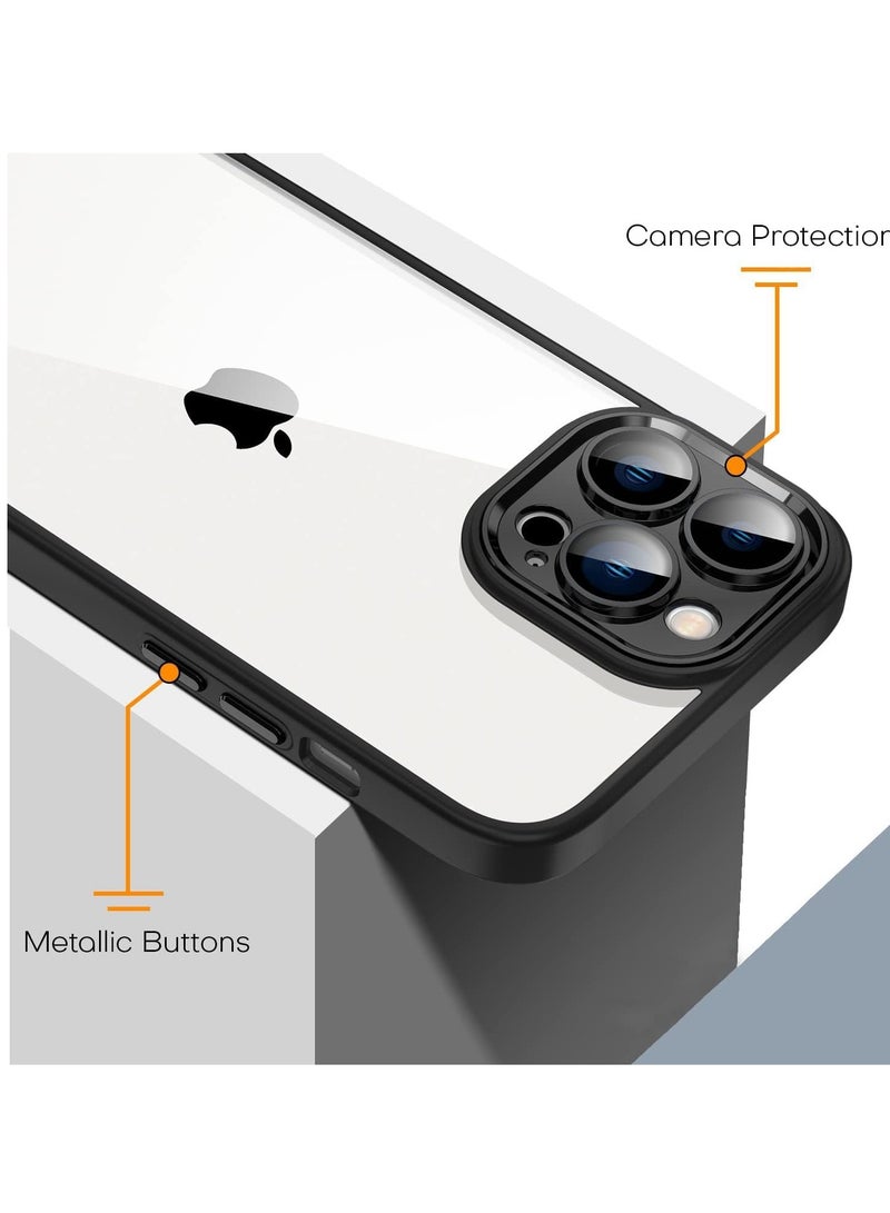 Case Compatible With iPhone 11 Pro Max (6.5 Inch), Clear Case Shockproof Hard PC +Soft Silicone [Not Yellowing] Transparent Protective Slim Case Phone (Black) - Image 3