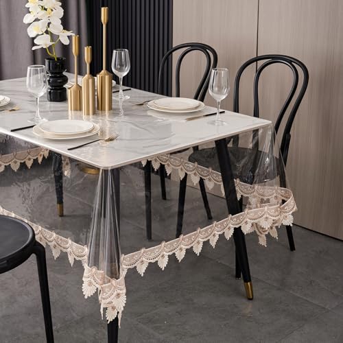 LIBERECOO Clear Plastic Table Cover Protector, Rectangle Waterproof Oilproof Vinyl Tablecloth, 60 x 84 Inch Heavy Duty Wipeable Reusable Transparent Table Cloth for Dining & Party - Image 5