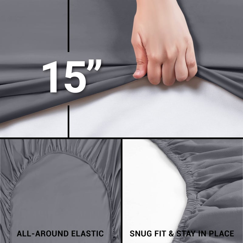 Utopia Bedding King Fitted Sheet - Bottom Sheet - Deep Pocket - Soft Microfiber - Shrinkage and Fade Resistant - Easy Care -1 Fitted Sheet Only (Grey) - Image 4