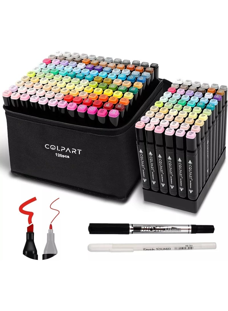 Dual-Tip Alcohol Marker Set – 120 Colors - Image 1