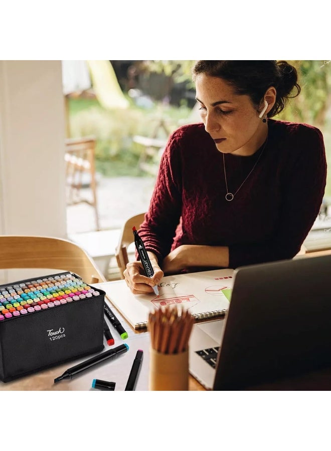 Dual-Tip Alcohol Marker Set – 120 Colors - Image 2