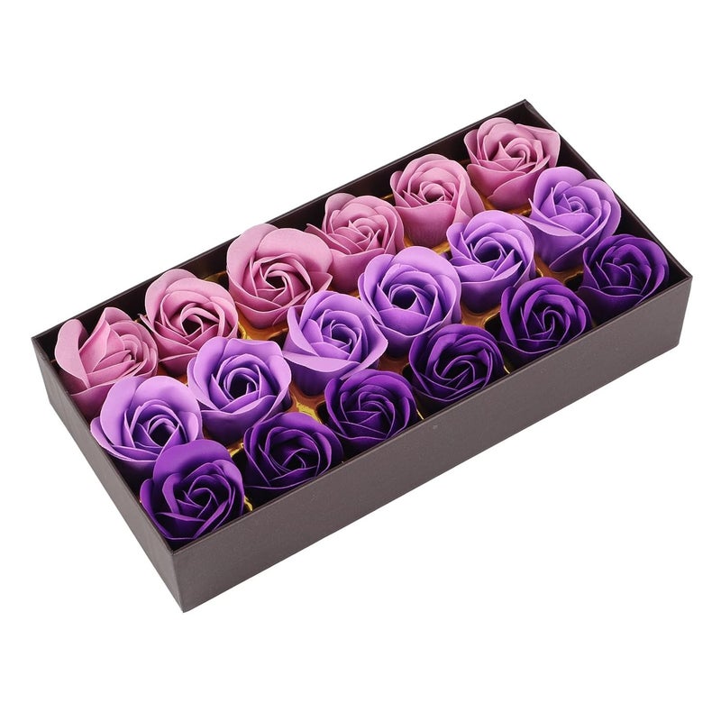 Haofy Romantic Purple Gradient Rose Soap Gift Box 18 Piece Handmade Soap Flowers for Bath Decoration Holiday Gifts for Women Valentine Day Mothers Day Christmas - Image 5