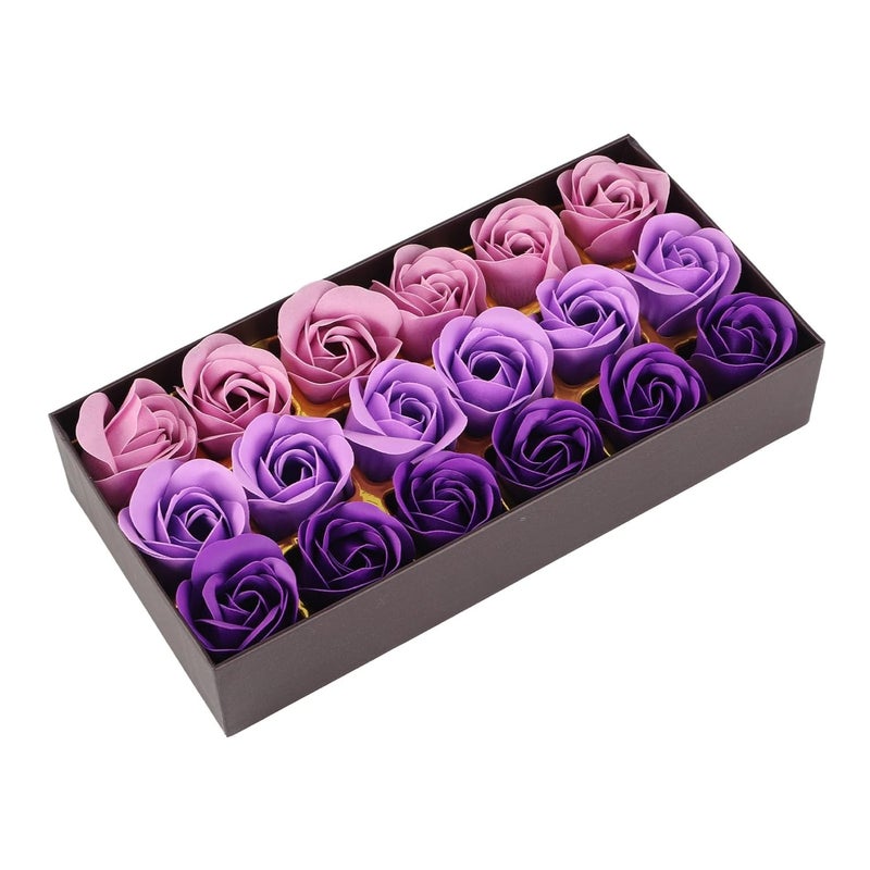 Haofy Romantic Purple Gradient Rose Soap Gift Box 18 Piece Handmade Soap Flowers for Bath Decoration Holiday Gifts for Women Valentine Day Mothers Day Christmas - Image 4