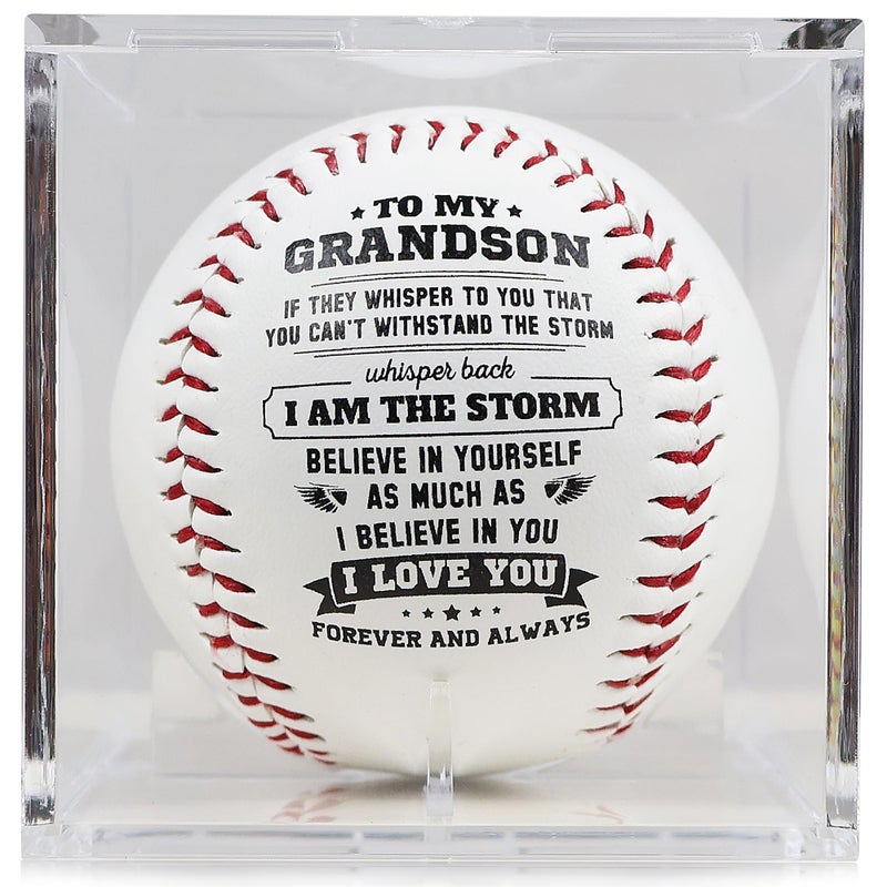 SYNGUCK Personalized Baseball Gift For Grandson From Grandparents - Heartfelt Grandparents To Grandson Baseball With Inspirational Message - Perfect Birthday  Christmas  Graduation Gift For Teenage Boys Youth - Image 1