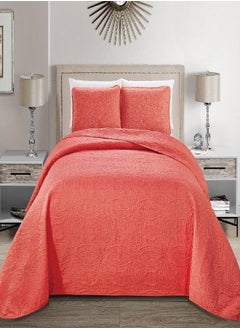 MK Home Mk Collection Solid Embossed Bedspread Bed Cover Over Size (Coral, Full/Queen (100-Inch-by-106-Inch)) - pzsku/ZA1EC63AA005F76F49CFEZ/45/_/1693490843/77f8cc6b-3496-4651-9751-f9169218a024