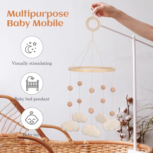JILPAK Felt Cloud Mobile for Crib - Baby Mobile for Crib - Crib Mobile for Girls, Boys - Boho Crib Mobile - Felt Cloud - Image 5