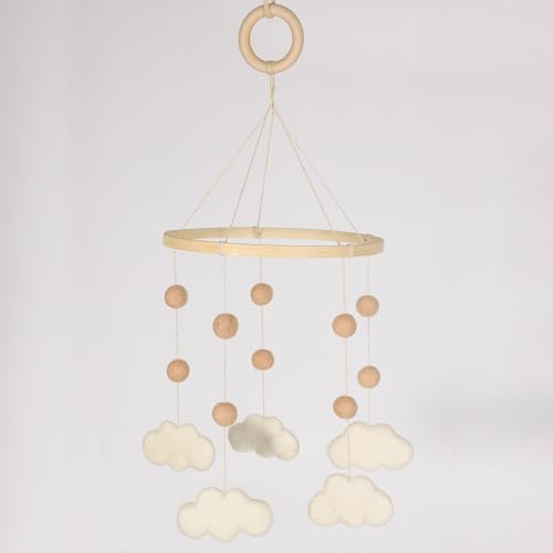 JILPAK Felt Cloud Mobile for Crib - Baby Mobile for Crib - Crib Mobile for Girls, Boys - Boho Crib Mobile - Felt Cloud - Image 1