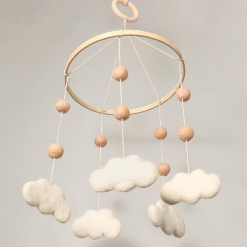 JILPAK Felt Cloud Mobile for Crib - Baby Mobile for Crib - Crib Mobile for Girls, Boys - Boho Crib Mobile - Felt Cloud - Image 2