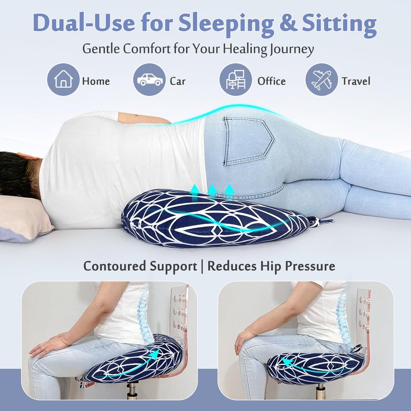 AOSSA BBL Pillow After Surgery Brazilian Butt Lift Pillow Post Surgery Recovery for Sitting Sleeping Driving Booty Butt Pillows for Women Lumbar Back Hip Cushion Seat Support Foam BBL Wedge Pillow - Image 2