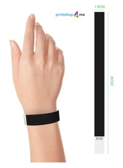 PRINTSHOP4ME Event Paper Wristbands and Identification Bands Made Of Tyveck Material 19mm x 250mm (Black)  - Image 2