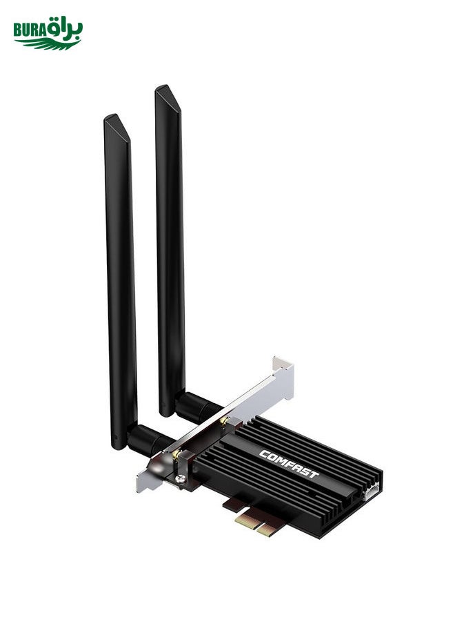 BURAQ COMFAST Gaming Game 3000Mbps Gigabit Dual-Frequency Wireless Desktop Computer PCIE Wireless Network Card, Coverage: AX200 PRO  - Image 1