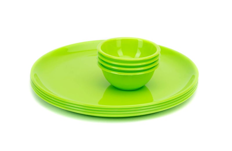 URMILA PLASTIC Microwave Safe Unbreakable Round Dinner Set Big Plates Set of 6 Small Plates Set 6 6 Pcs Small Bowl Made in India Green Set of 18 - Image 3