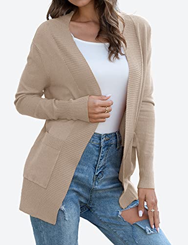 REDHOTYPE Womens Cardigans with Pockets Casual Long Sleeve Open Front Cardigan for Women, Camel Heather, L - Image 2