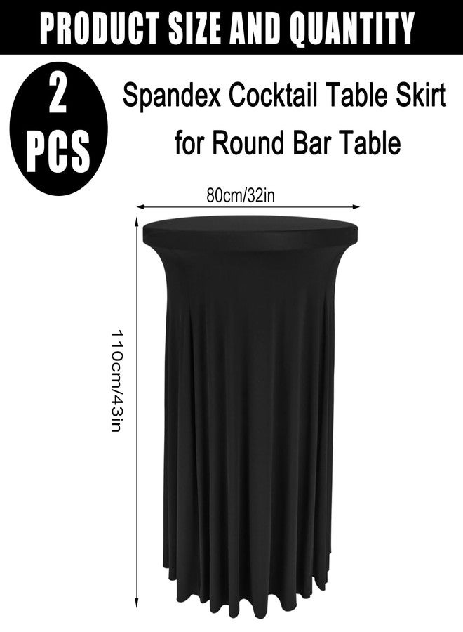 Fivenl 2 Pack Spandex Cocktail Table Skirt 32"x 43" Black Stretch Cocktail Table Cover, Washable Round High Top Tablecloth for Bar, Wedding, Party, Events (Black) - Image 3