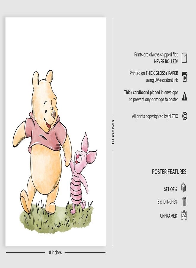 Nistio® Winnie the Pooh Posters, Winnie the PoohKids Wall Art, WoodlandNursery Art Prints for Boys and Girls, Adorable Posters for Baby Room, Unframed Set of 6 (8x10) - Image 2