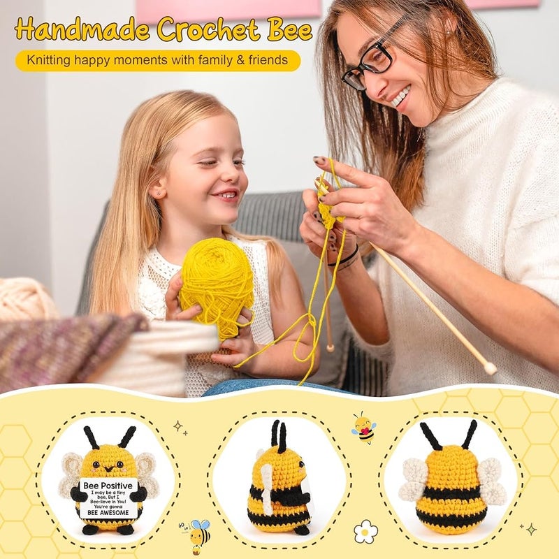 Veximind Funny Positive - Crochet Emotional Support Doll with Positive Card, Cute Handmade Plush Gag Gift for Best Friend, Women, Teacher, Birthday, Dad, Mom (Bee) - Image 5