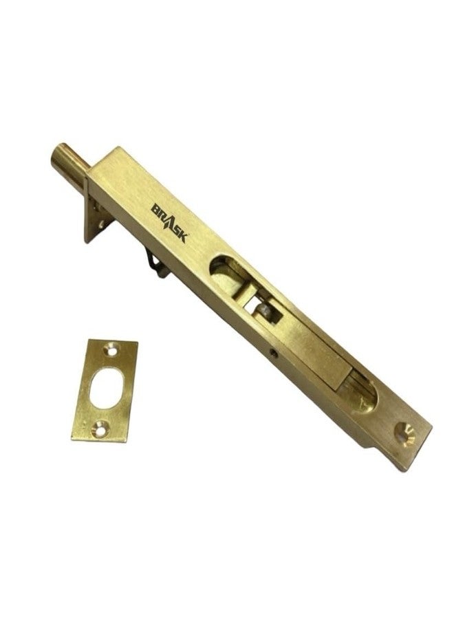 BRASK Brass Flush Tower Bolt 6 inches (150 mm) with Screws | Concealed Tower Bolt 6" (Golden Satin, 2) - Image 2