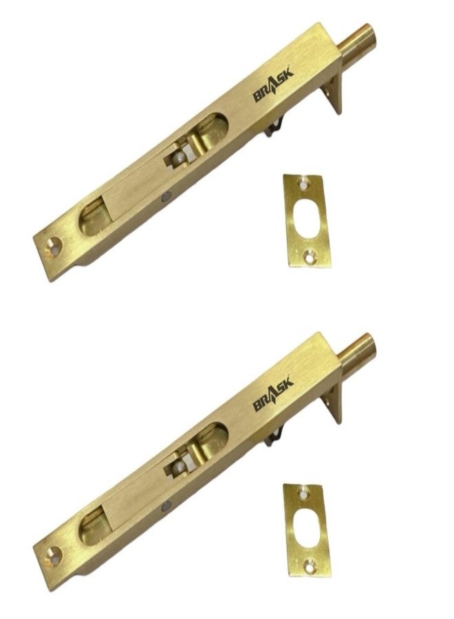 BRASK Brass Flush Tower Bolt 6 inches (150 mm) with Screws | Concealed Tower Bolt 6" (Golden Satin, 2) - Image 1
