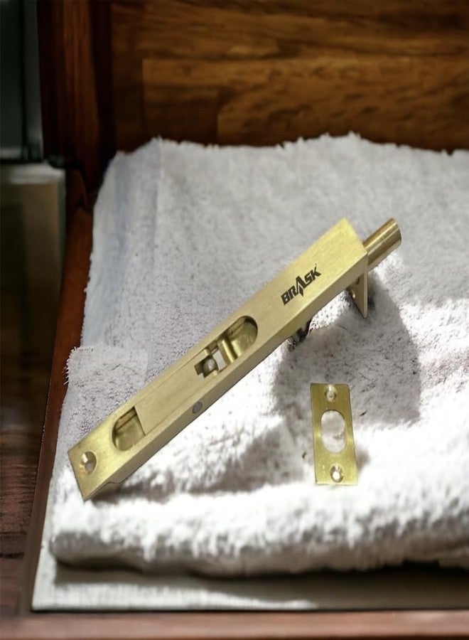 BRASK Brass Flush Tower Bolt 6 inches (150 mm) with Screws | Concealed Tower Bolt 6" (Golden Satin, 2) - Image 5