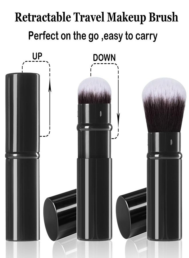 Keriloo Retractable Kabuki Makeup Brush, 2 Pack Travel Angled Powder Foundation Blush Brush Set for Blending Liquid, Bronzer, Buffing, Concealer, Blush, Highlighter, Flawless Cosmetics - Image 2