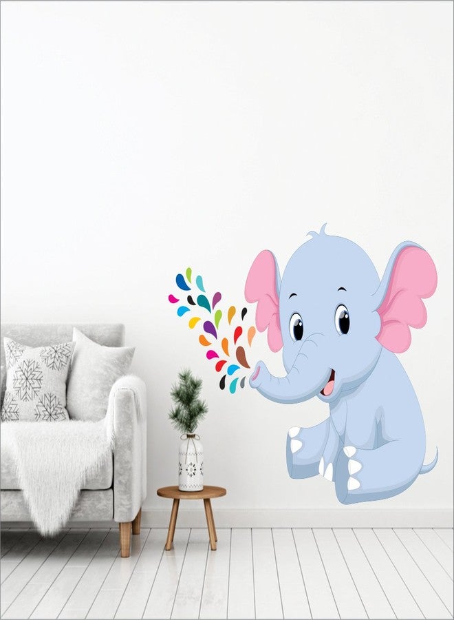 AH Decals Baby Elephant Multi Colour Wall Sticker for Kids Room (65 cm X 50 cm) - Image 2