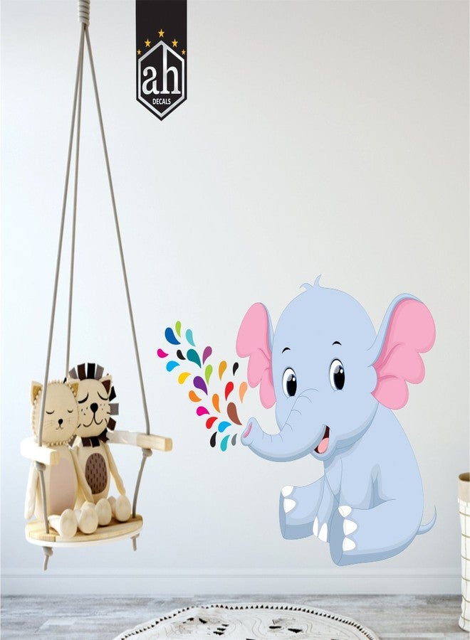 AH Decals Baby Elephant Multi Colour Wall Sticker for Kids Room (65 cm X 50 cm) - Image 3