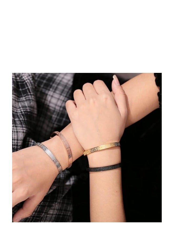 Showday Showday Islamic Jewelry Gifts for Women Allah Gold Bangles Bracelets Ayatul Kursi Arabic Cuff Bracelet for Women Men Islam Eid Ramadan New Year Gifts Unisex  - Image 5