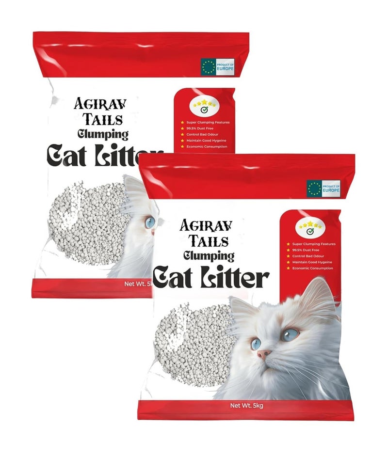 Agirav Tails Cat Litter - Premium Unscented w/Natural Ingredients - Low Dust Superior Odor Control - Hard Clumping Moisture Absorbing Clay Multi Cat Litter (20KG, Unscented) - Image 2