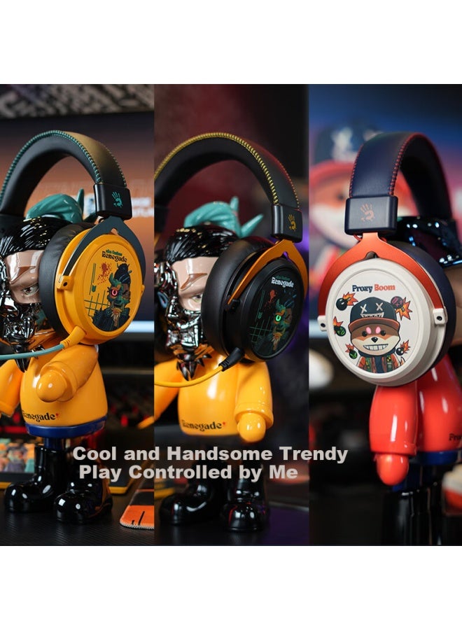 A4tech Mr595 Wireless/bluetooth/wired Gaming Headset Over-ear Blood Hand Ghost Computer Chicken Cs Lightweight Black Myth Zhong Kui Barbarian Tribe Game Mechanical Dog Rice - Image 5