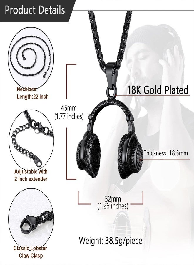 xinxingin Men Jewellery, Pendant for Men, Black Chain with Retro Headphone Pendant, Stylish Necklace for Men and Boys, Ideal Gift for Weddings, Birthdays and Parties - Image 5