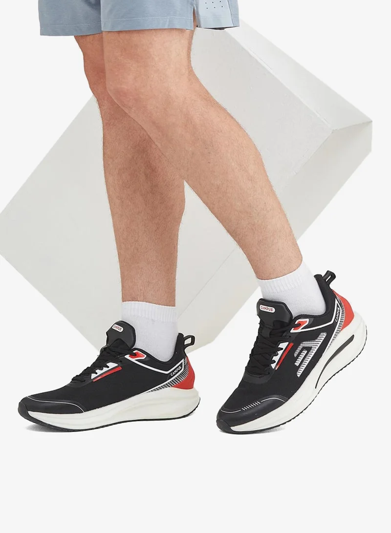CAMPUS Blk/Wht Men’s Black Sneakers – Dynamic Dual-Tone Design Shoes with Stylish Red Contrast Detailing for Men | Best Price UAE
