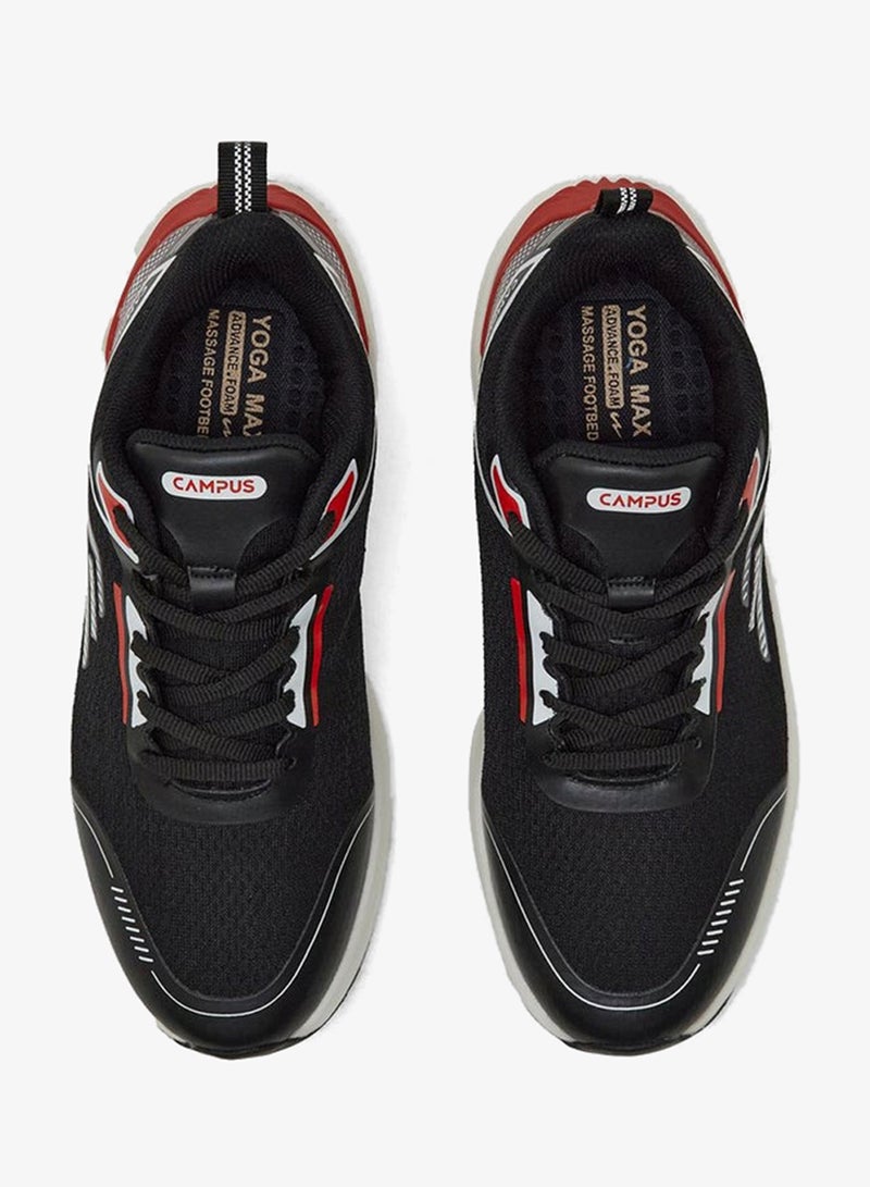 CAMPUS Men’s Black Sneakers – Dynamic Dual-Tone Design Shoes with Stylish Red Contrast Detailing - Image 2
