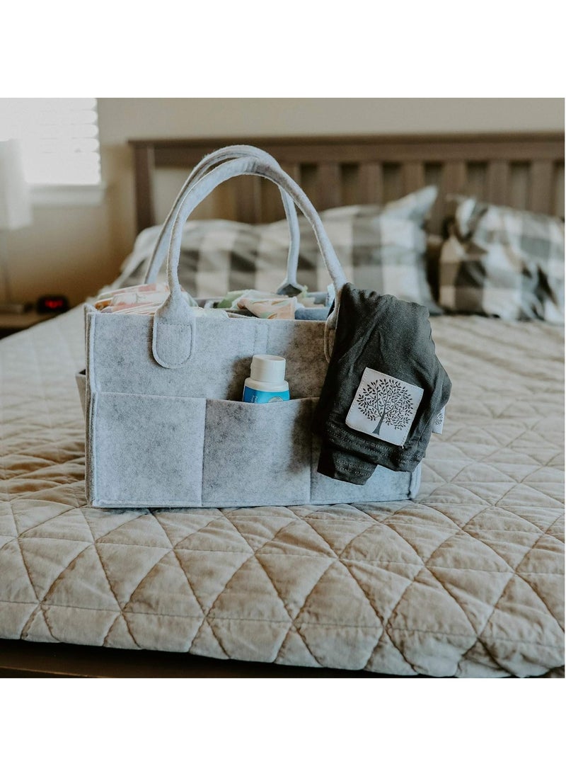 Bukela Baby Diaper Caddy - Nursery Storage Bin and Car Organizer for Diapers and Baby Wipes - Gray, Regular  - Image 2
