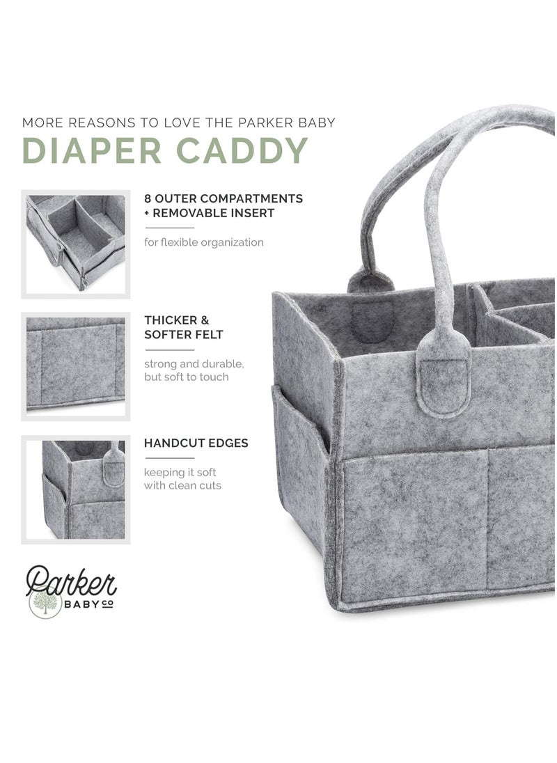 Bukela Baby Diaper Caddy - Nursery Storage Bin and Car Organizer for Diapers and Baby Wipes - Gray, Regular  - Image 4