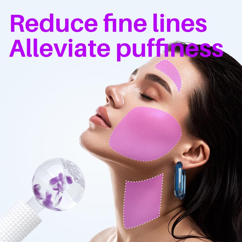 YIowcoo Ice Globes & Ice Roller for Face and Eyes - Facial Massage Tools for Skin Care, Reduce Wrinkles & Puffiness, Cooling Globes & Roller Ball for Glowing Skin 2PCS (Purple) - Image 4