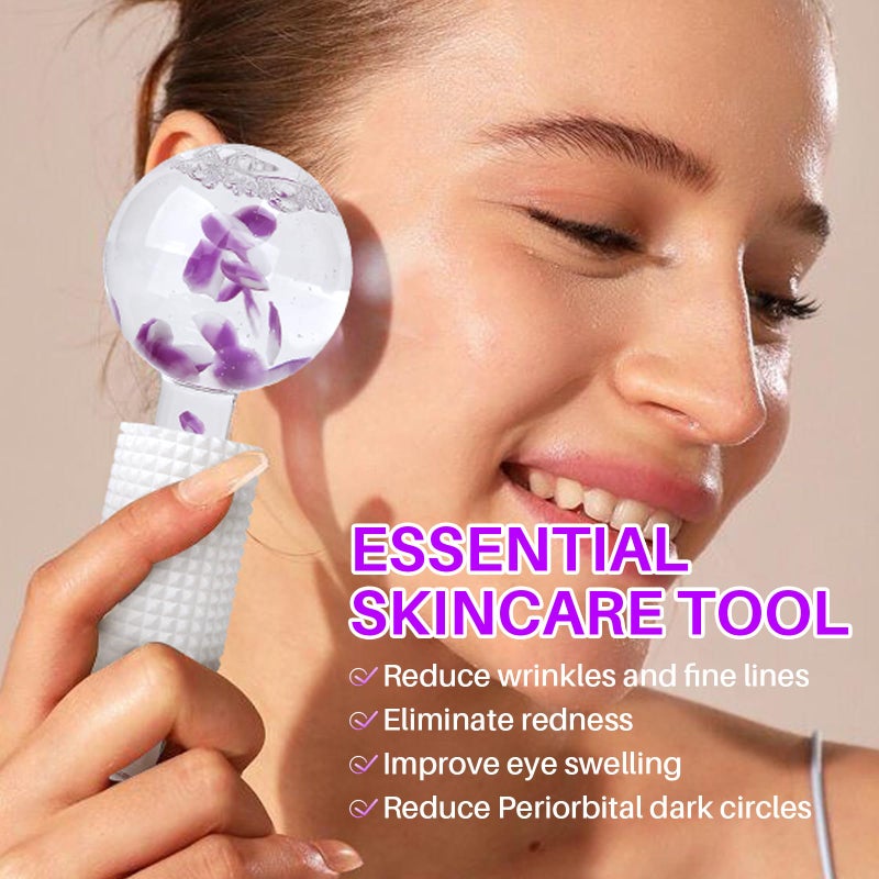 YIowcoo Ice Globes & Ice Roller for Face and Eyes - Facial Massage Tools for Skin Care, Reduce Wrinkles & Puffiness, Cooling Globes & Roller Ball for Glowing Skin 2PCS (Purple) - Image 3