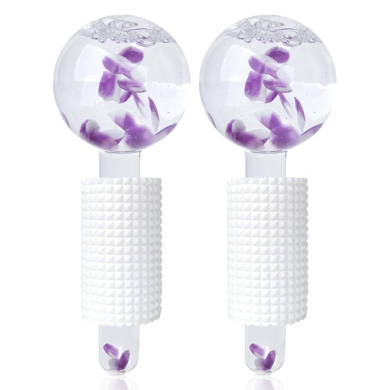 YIowcoo Ice Globes & Ice Roller for Face and Eyes - Facial Massage Tools for Skin Care, Reduce Wrinkles & Puffiness, Cooling Globes & Roller Ball for Glowing Skin 2PCS (Purple) - Image 1