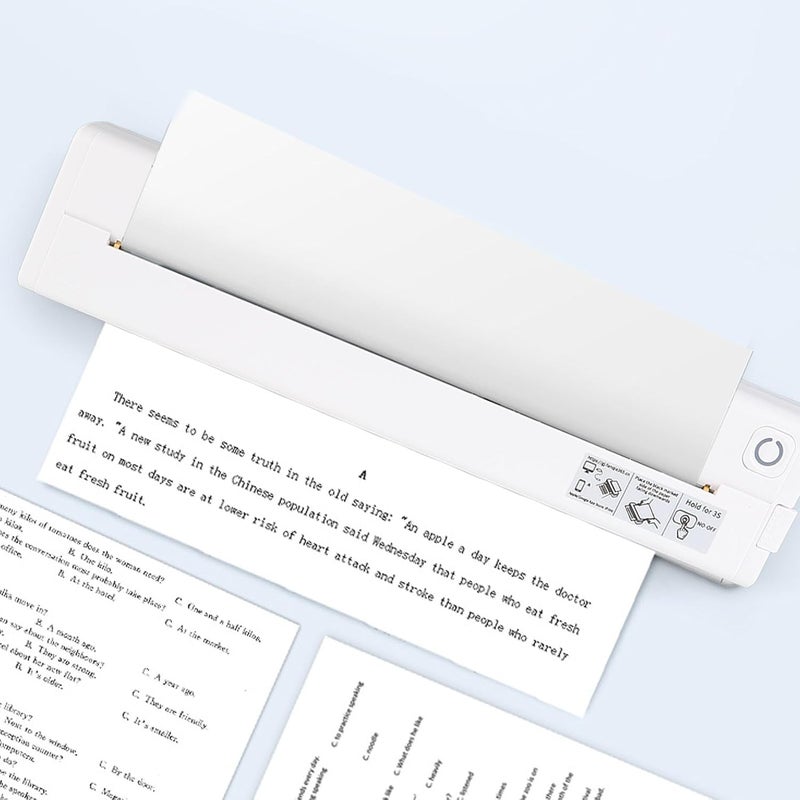 طابعة يويدسو اللاصقة المحمولة للسفر، طابعات للاستخدام المنزلي، طابعة حرارية لاسلكية بتقنية بلوتوث، عرض الورق القابل للطباعة 210-218 مم، متوافقة مع نظام أندرويد للاستخدام المنزلي أو في المكتب (لون أبيض). - Image 3