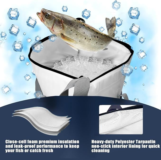 MORXPLOR Insulated Fish Cooler Bag for Fishing 41x17 47x17In 50x20In 60x24 72x30 Inch,Large Insulated Fish Kill Bag,Fishing Catch Bag Cooler with Common Smooth Water-Resistant Zipper - Image 4