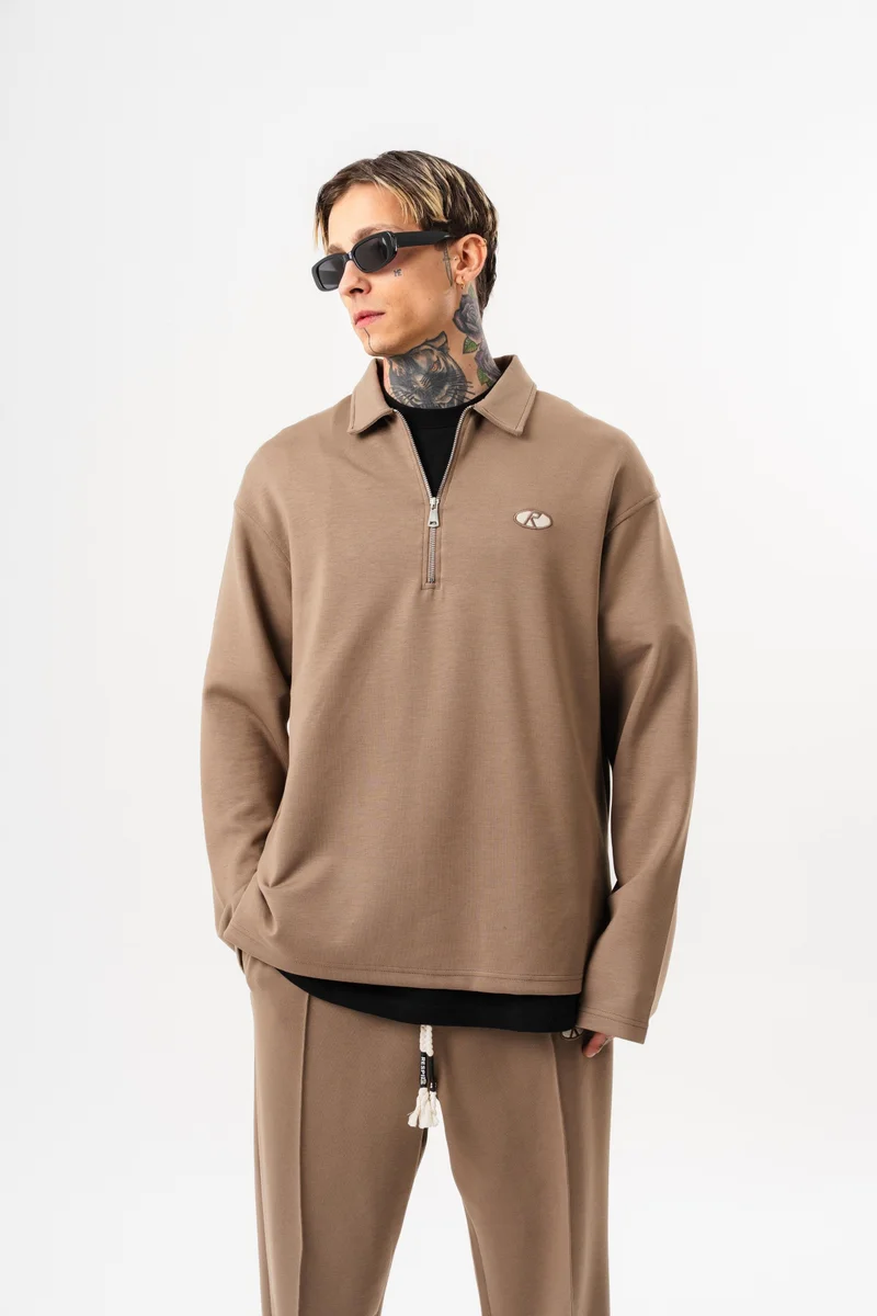 RESPIRE Men's Modal Half-Zip Sweatshirt Vizon (Mink)