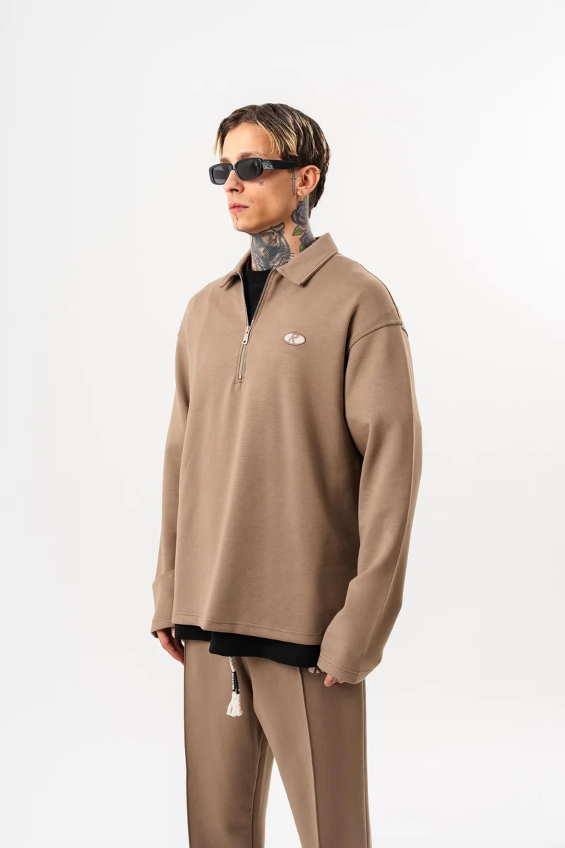 RESPIRE Men's Modal Half-Zip Sweatshirt Vizon (Mink)