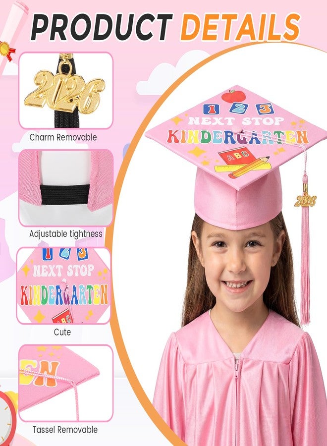 Knitgrip Next Stop Kindergarten Graduation Cap with 2026 2027 Tassel Year Charm, Preschool & Pre-k Grad Cap Topper for Kids(1 Pcs,Pink) - Image 3